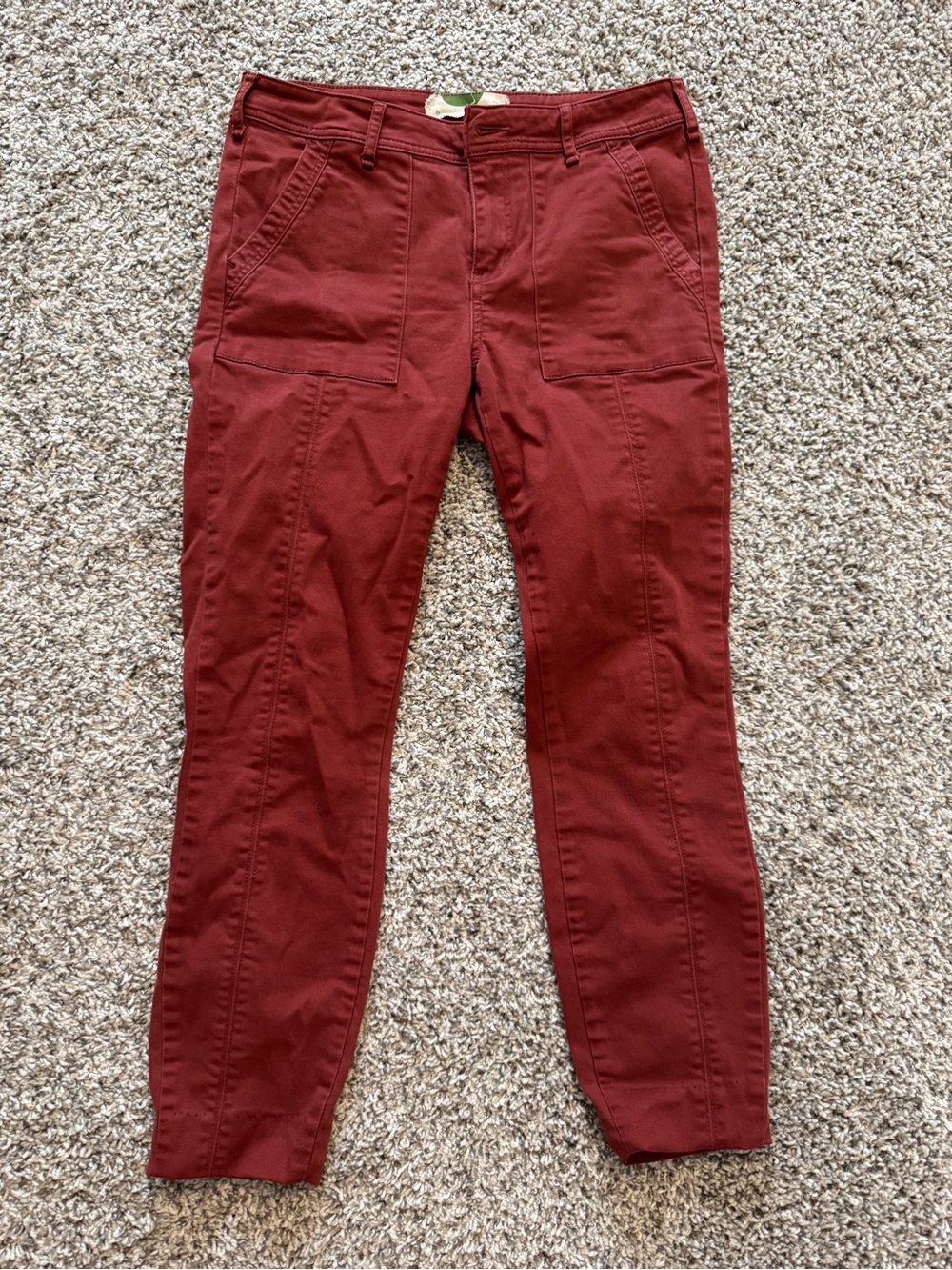 Anthropologie Cropped Rust Red Utility Pants